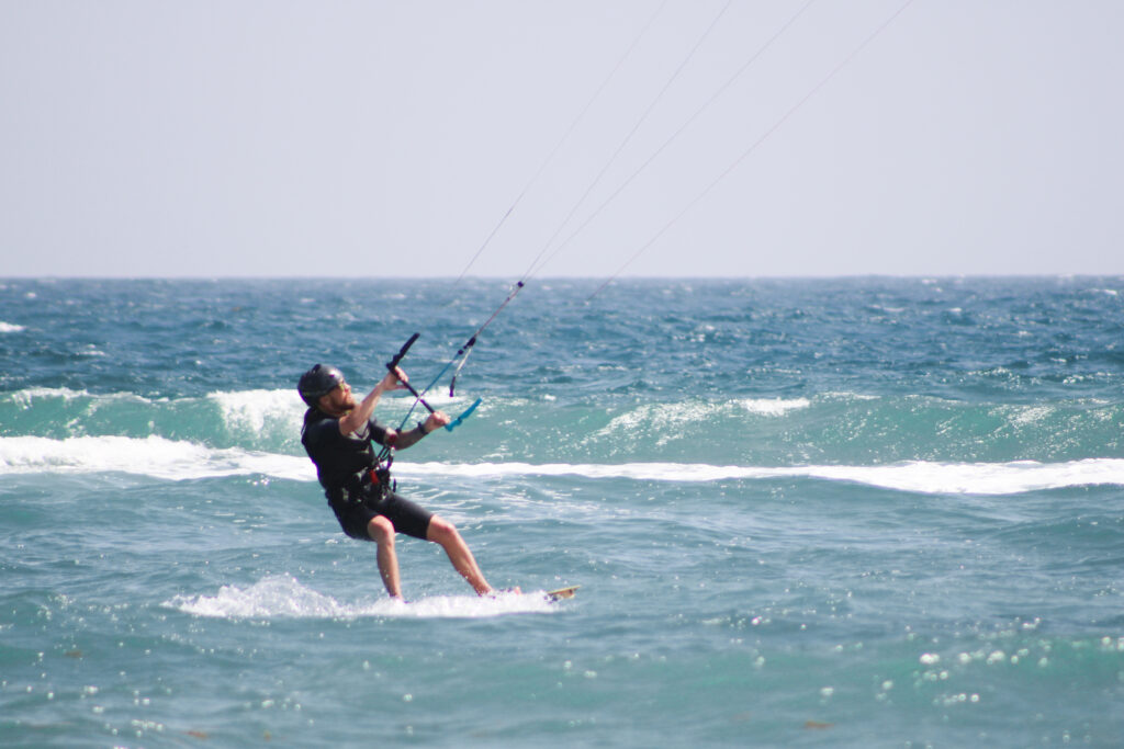 Learning how to kite surf in the turqouise waters of Cabo Verde